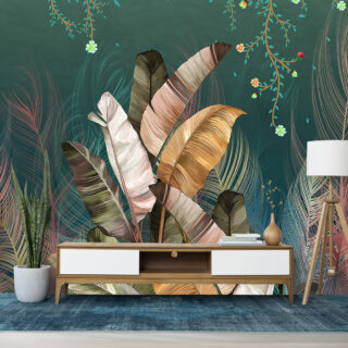 Luxurious 3D Leaf Wallpaper DDS322