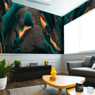 Luxurious 3D Leaf Wallpaper DDS345