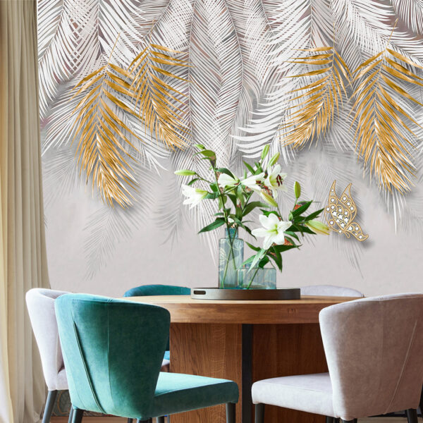 Luxurious 3D Leaf Wallpaper DDS316