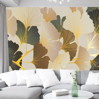 Luxurious 3D Leaf Wallpaper DDS358