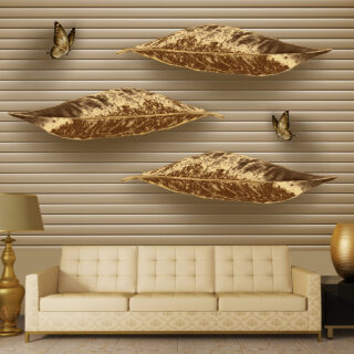 Luxurious 3D Autumn Leaf Wallpaper DDS142