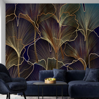 Luxurious 3D Leaf Wallpaper DDS356