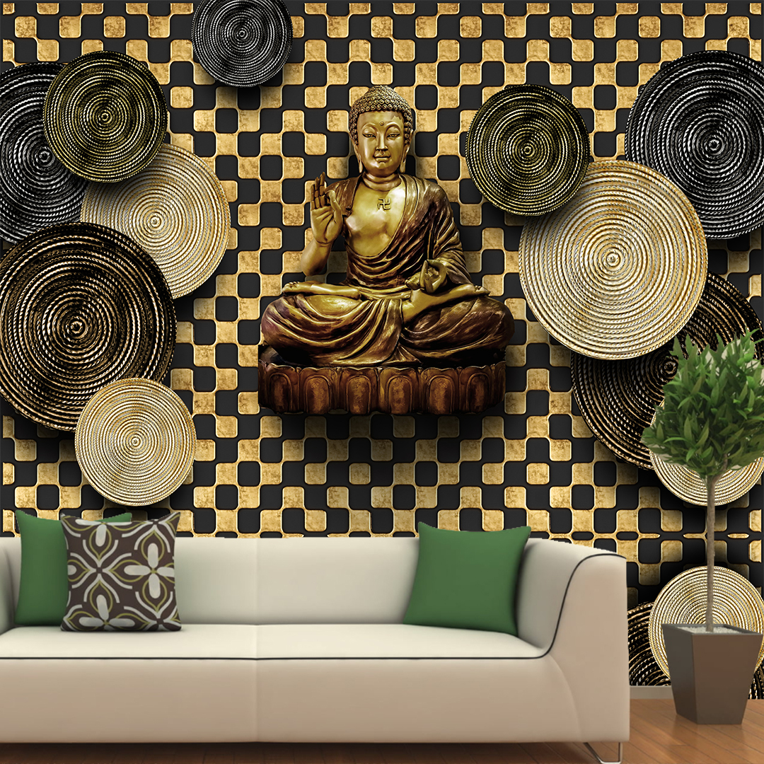 Plain Custmize 3D Buddha Wallpaper, For Home, Size: 50per sq ft at Rs 50/sq  ft in Jaipur