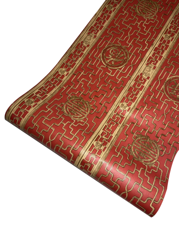 Asian Culture Red Wood- PVC Wallpaper 38701