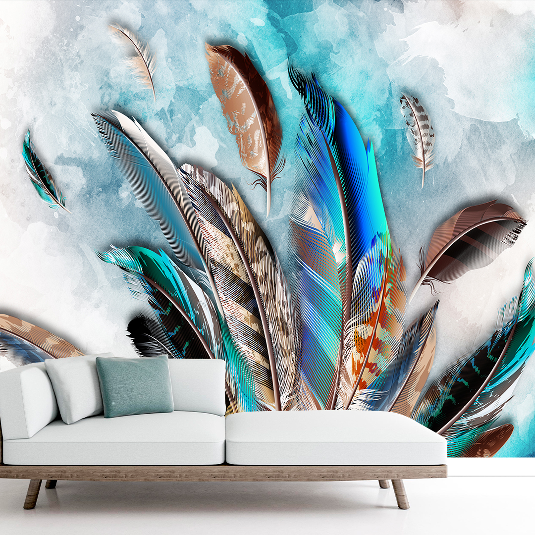 3D Feather Wallpaper DDS067 – Red and Wine Decor