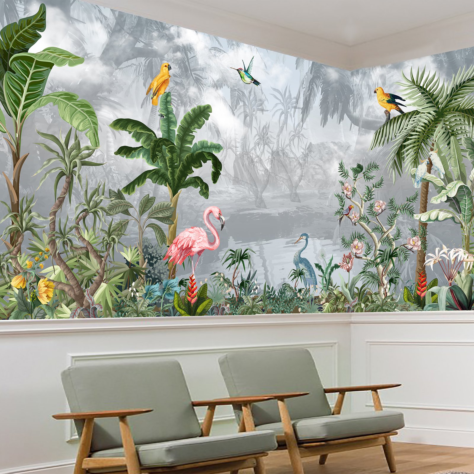 Botanical theme with Tropical plants and a Beautiful Flamingo Mantra5 - Image 5