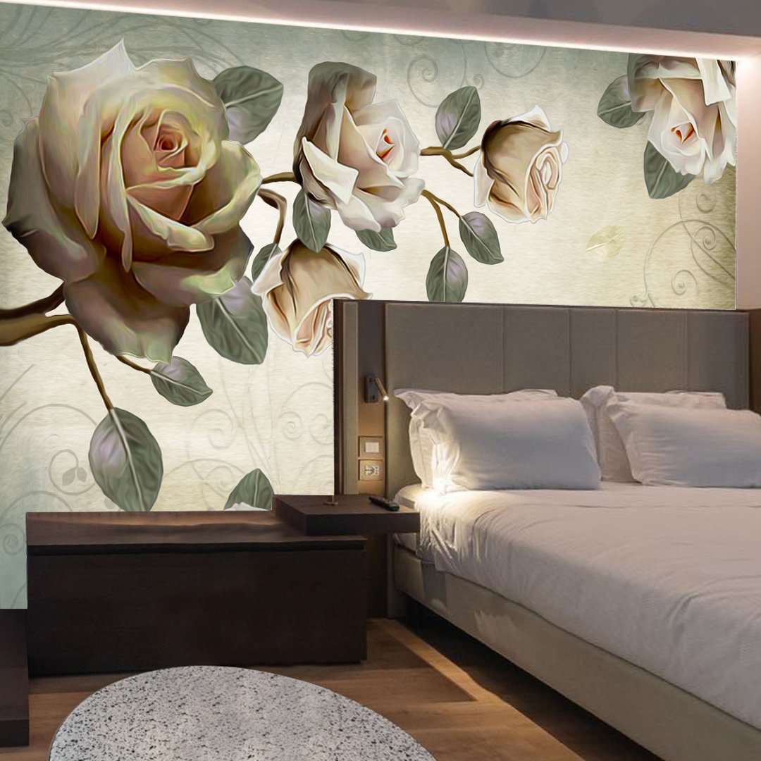 3D White Roses Wallpaper DDS300 - Image 2
