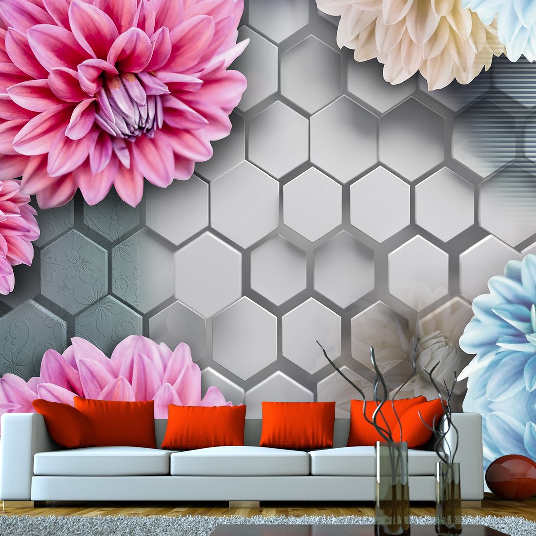 3D Floral and Geometrical Wallpaper DDS192