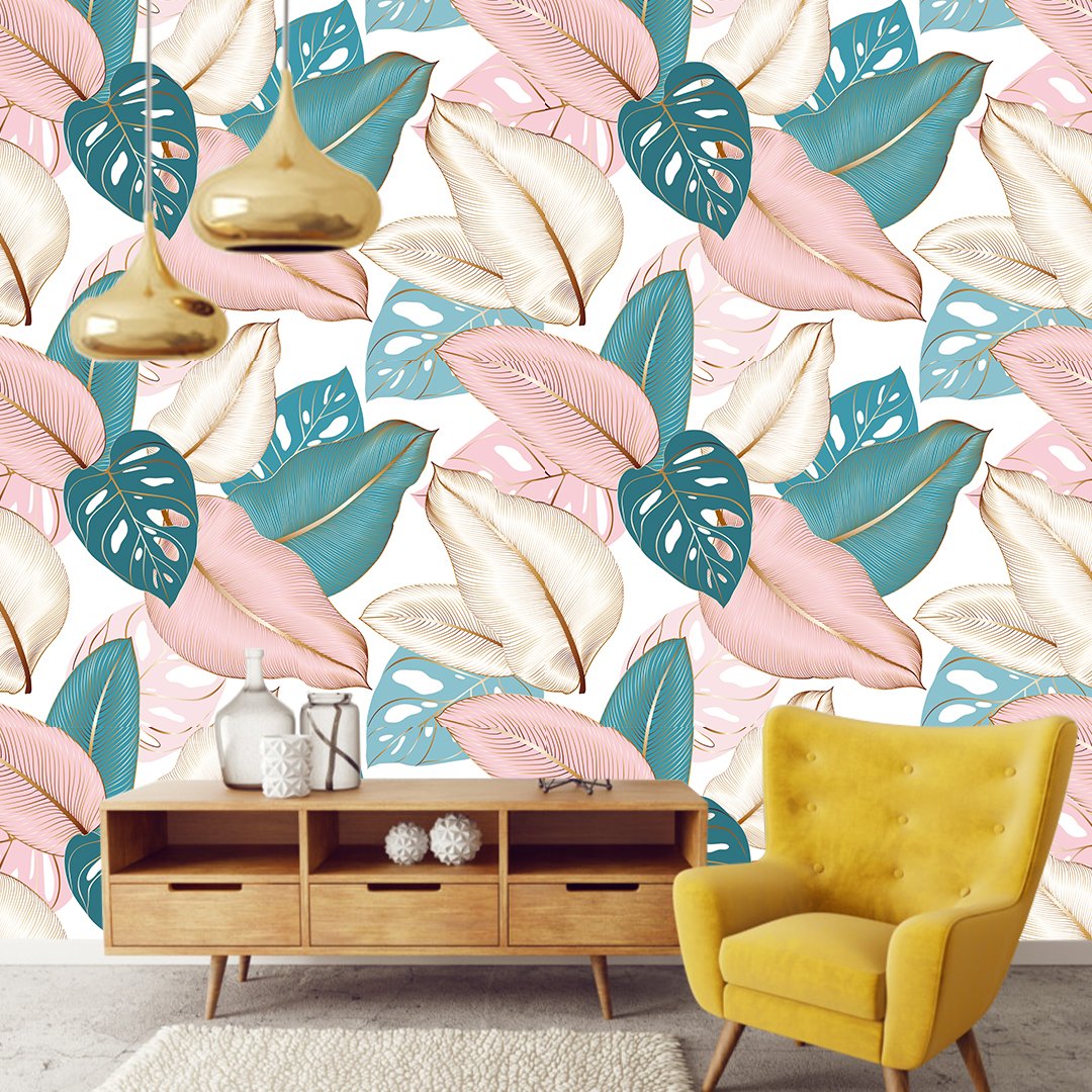 Luxurious 3D Leaf Wallpaper DDS357