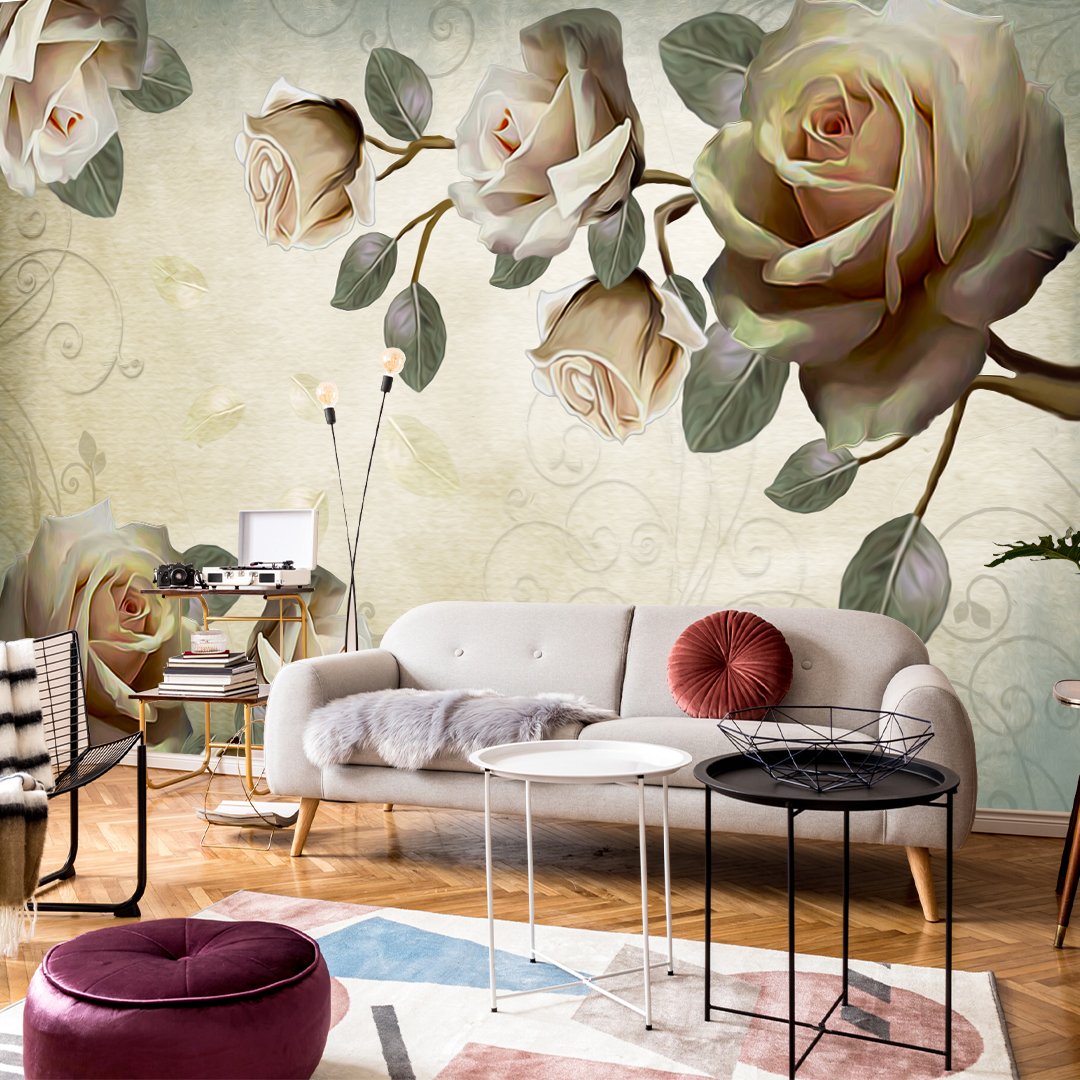 3D White Roses Wallpaper DDS300 - Image 3