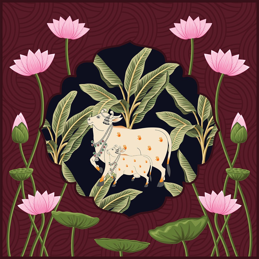 Pichhwai Cows Art Wallpaper DDS546 - Image 4