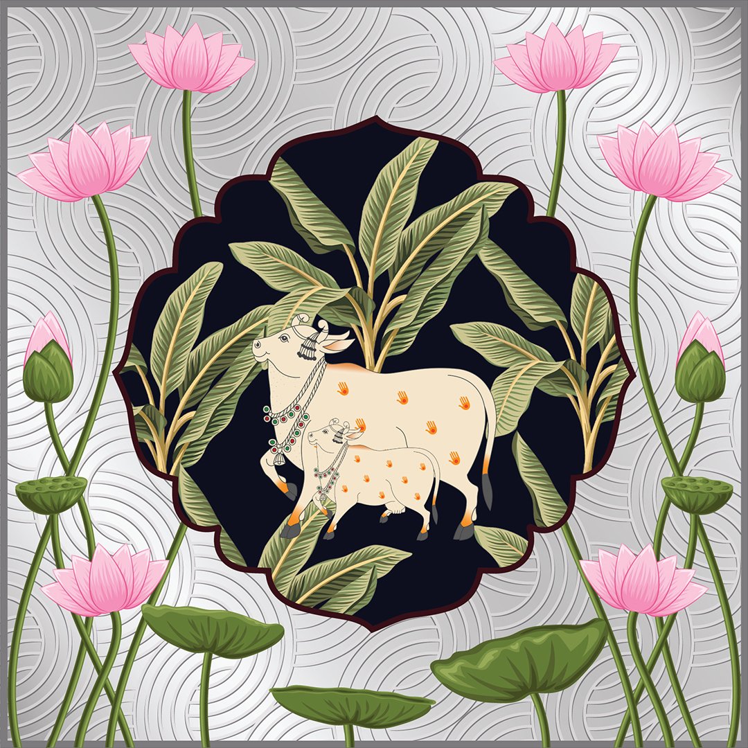 Pichhwai Cows Art Wallpaper DDS548 - Image 2