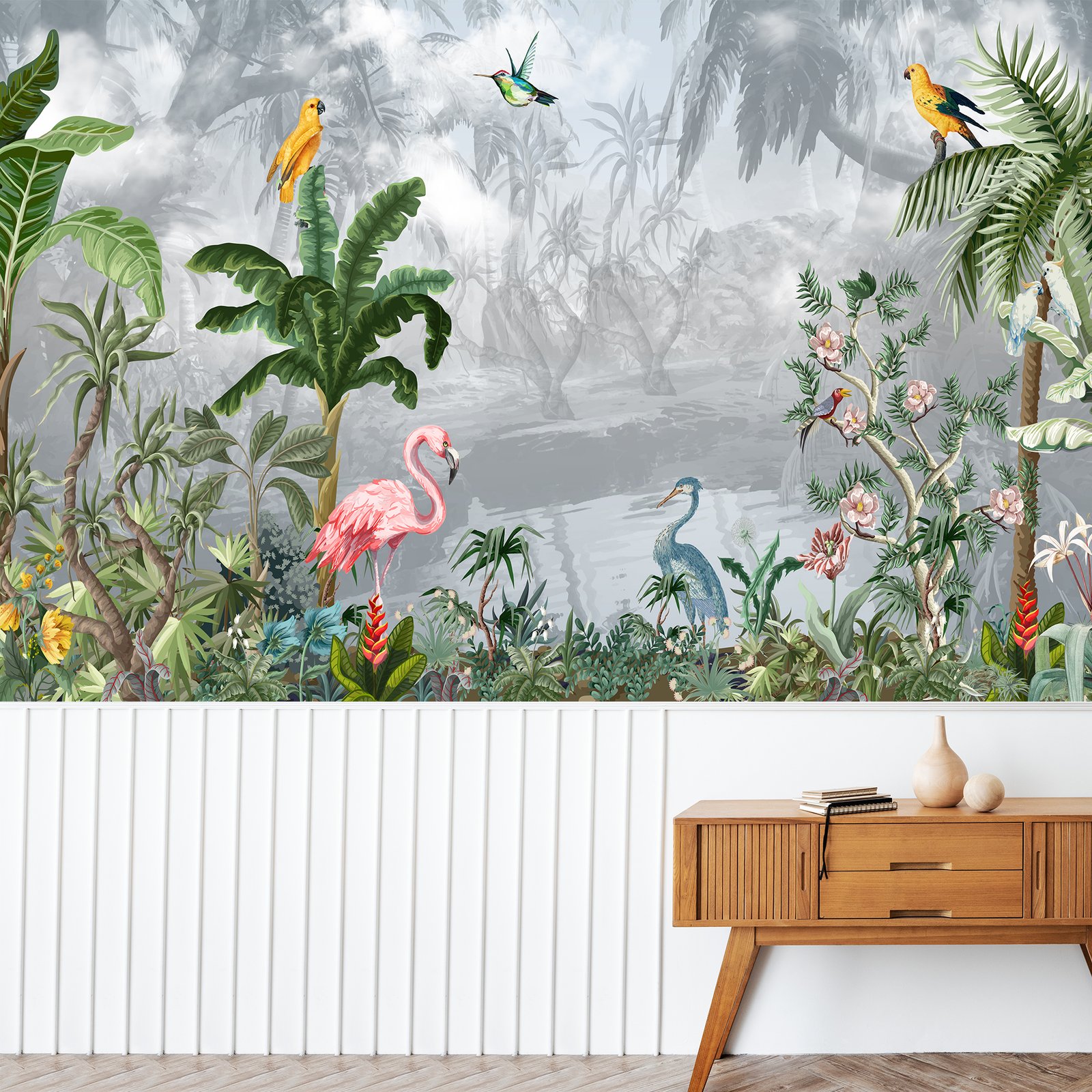Botanical theme with Tropical plants and a Beautiful Flamingo Mantra5 - Image 4