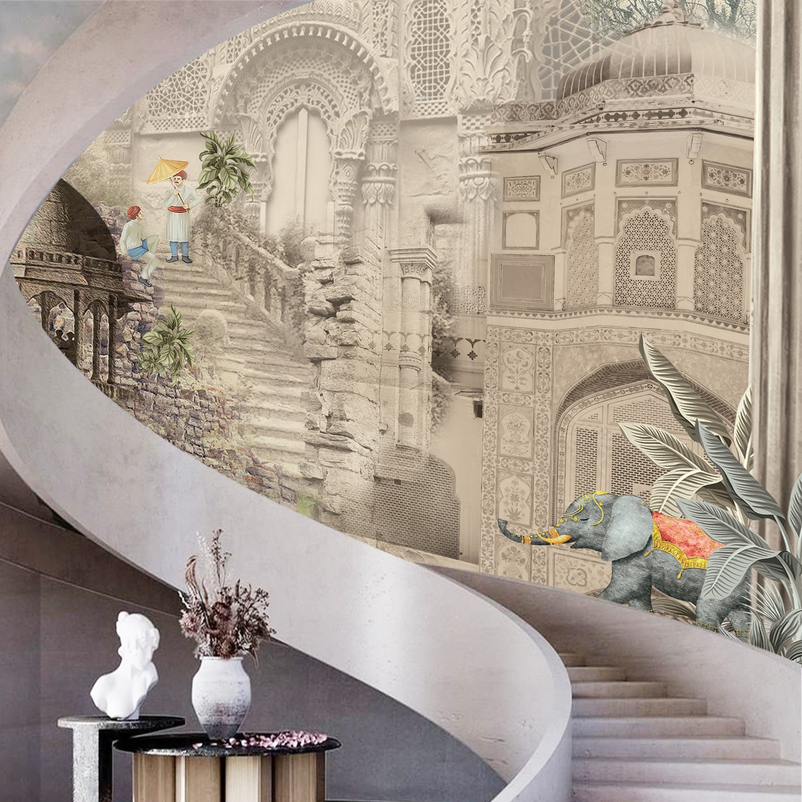 Monochrome Ethnic with Elephant & Fort Mantra3 - Image 2