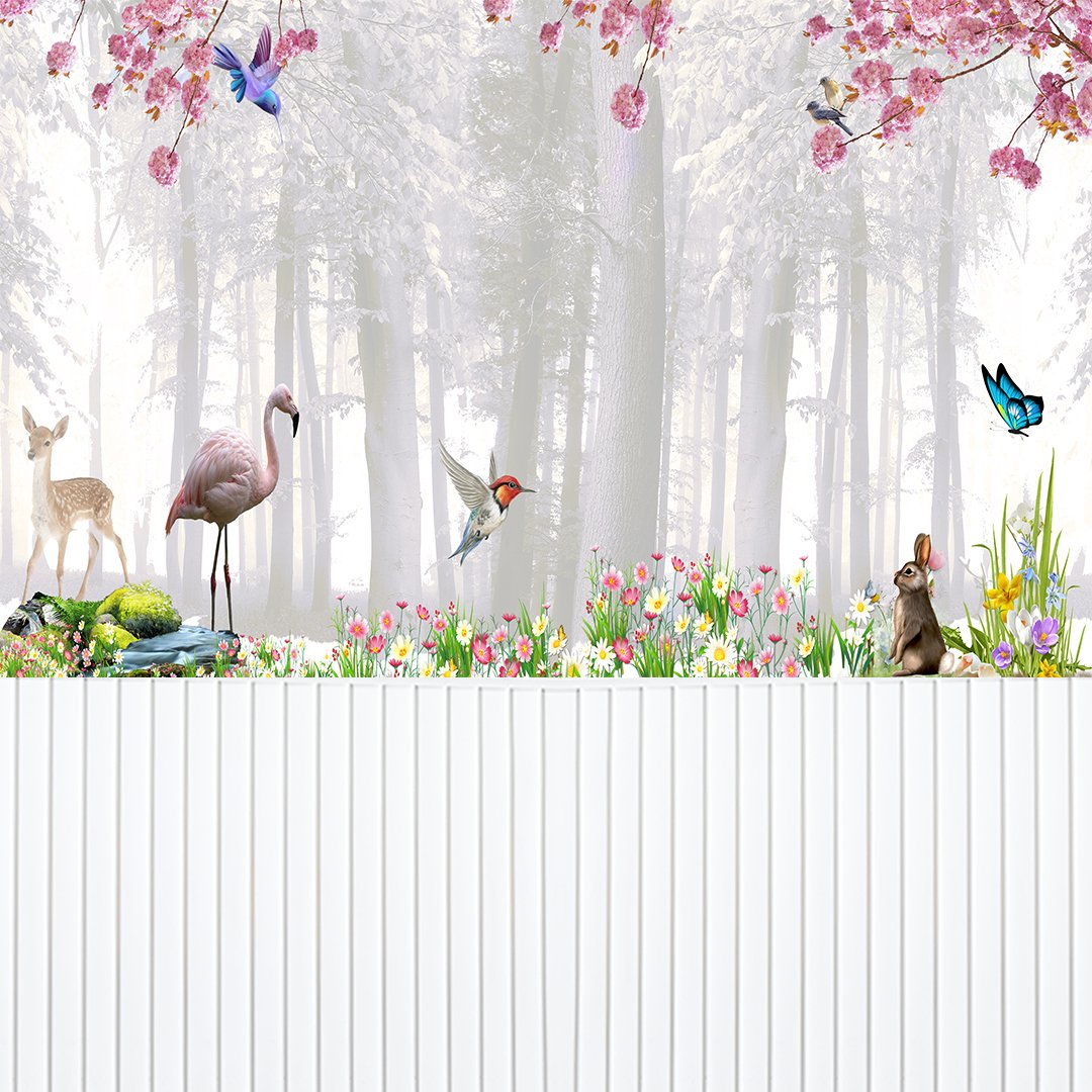 3D Flamingo and Floral Wallpaper DDS154 - Image 4