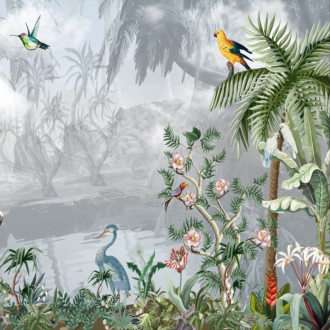 Botanical theme with Tropical plants and a Beautiful Flamingo DDS525 - Image 3