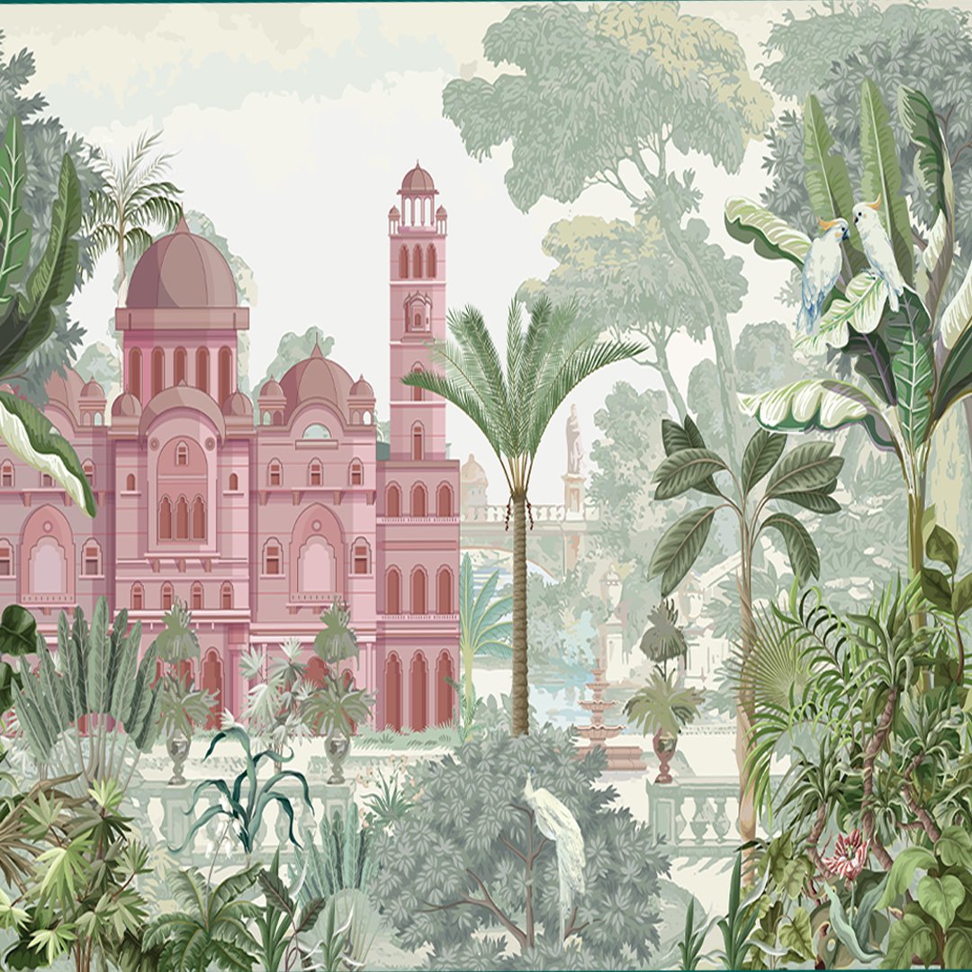 3D Fort with Tropical Tree Wallpaper DDS431 - Image 3