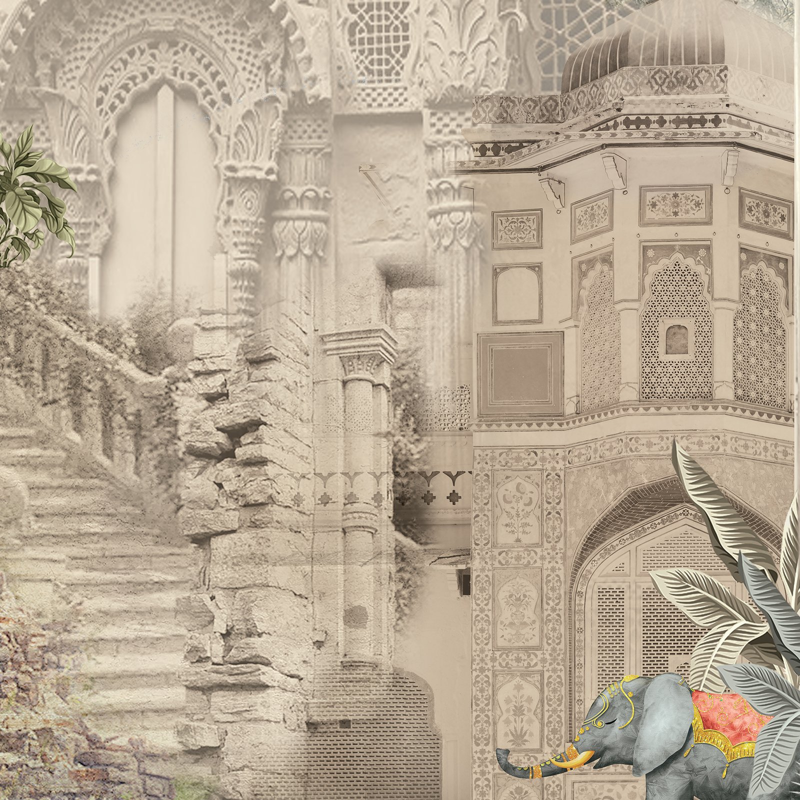 Monochrome Ethnic with Elephant & Fort Mantra3 - Image 3