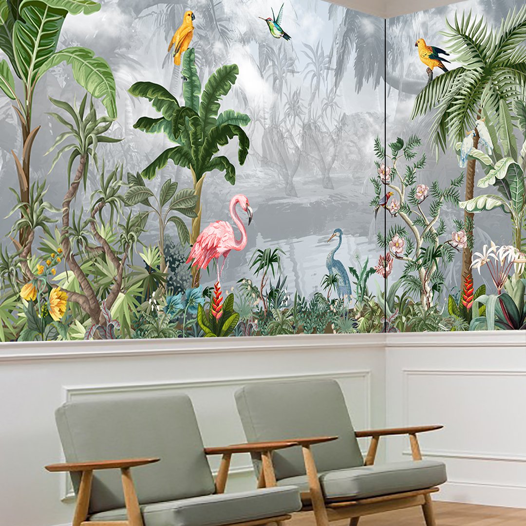 Botanical theme with Tropical plants and a Beautiful Flamingo DDS525 - Image 5