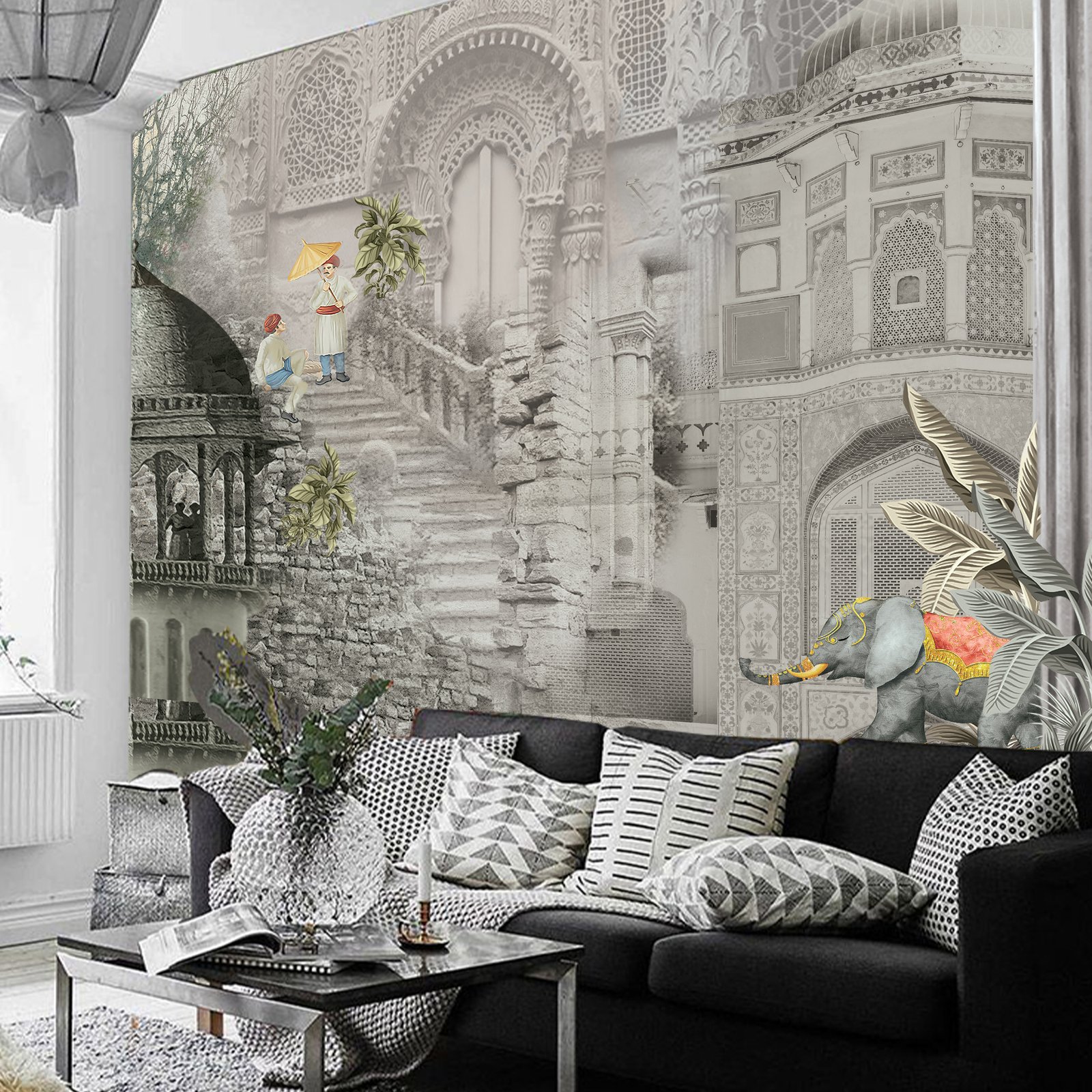 Monochrome Ethnic with Elephant & Fort Mantra3 - Image 5