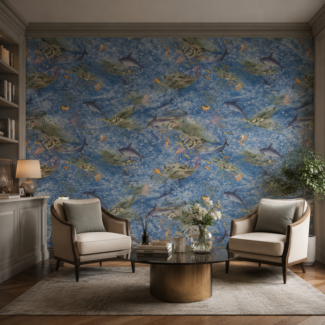 Dolphin- PVC Wallpaper L8601