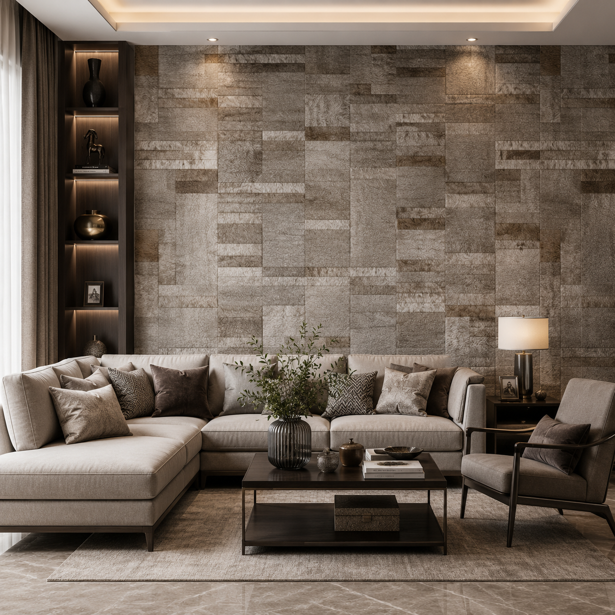 Light Tiger Texture Abstract - PVC Wallpaper-I