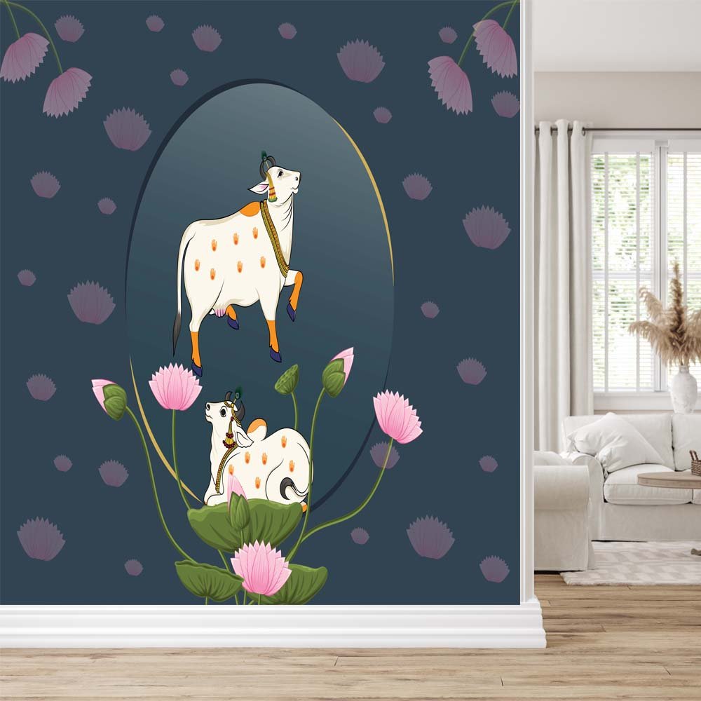 Pichwai Cow Art 3- Customize Wallcoverings