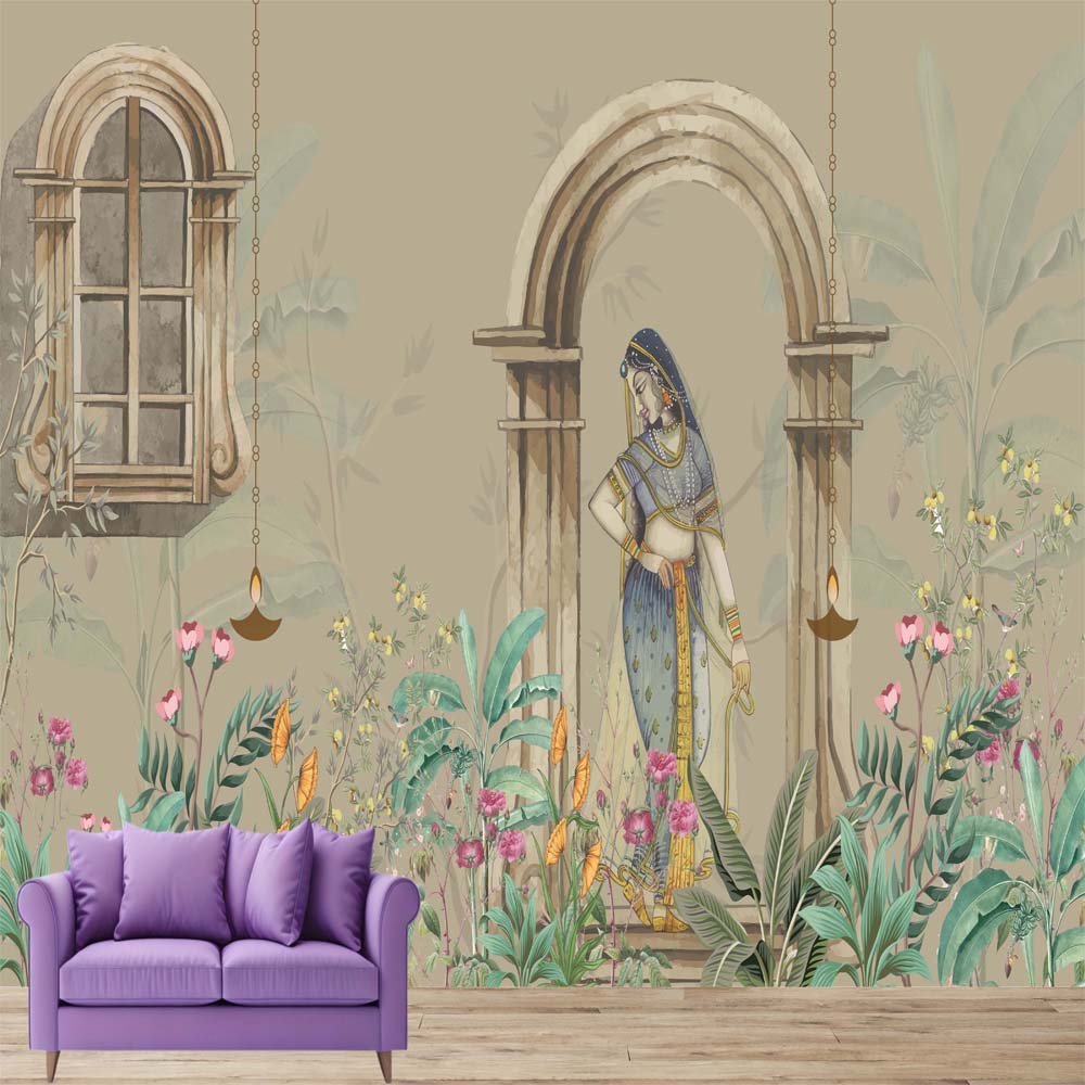 Vintage lady Art- Customize Wallcoverings