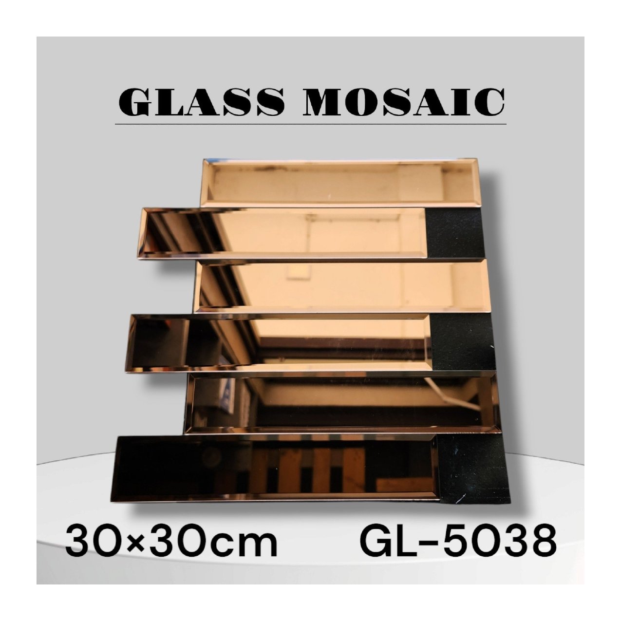 Mirror Glass Rose/Pink Gold Mosaic Tiles Box- GL 5038