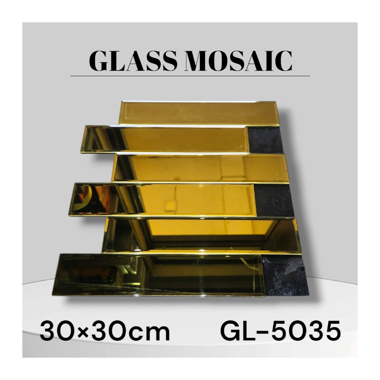 Mirror Glass Gold Mosaic Tiles Box- GL 5035