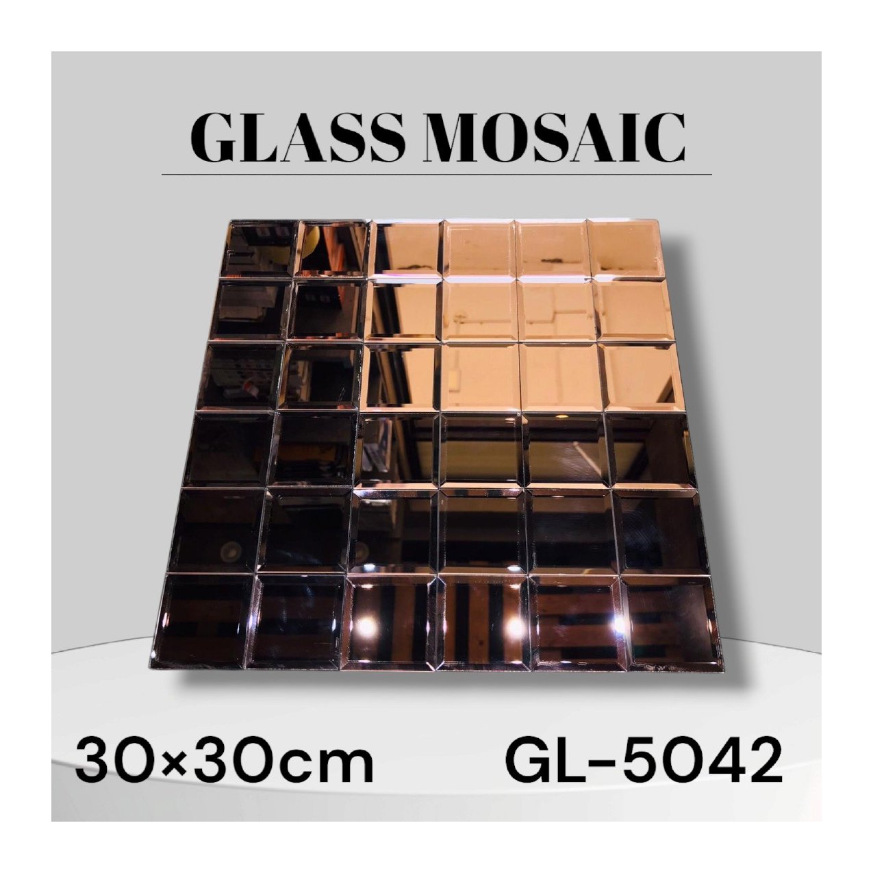 Mirror Glass Rose/Ping Gold Mosaic Tiles Box- GL 5042