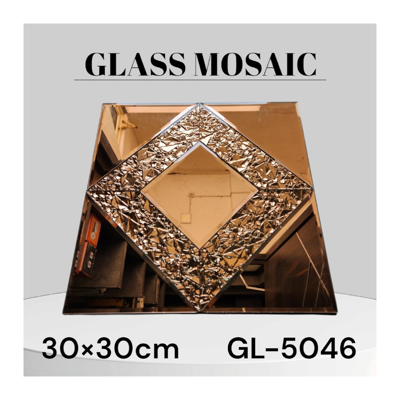 Mirror Glass Rose Gold Mosaic Tiles Box- GL 5046