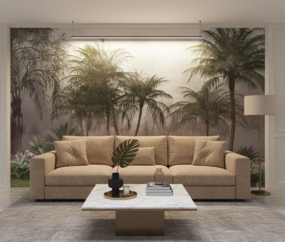 Misty Palm Retreat Custom Wallpaper - Image 2
