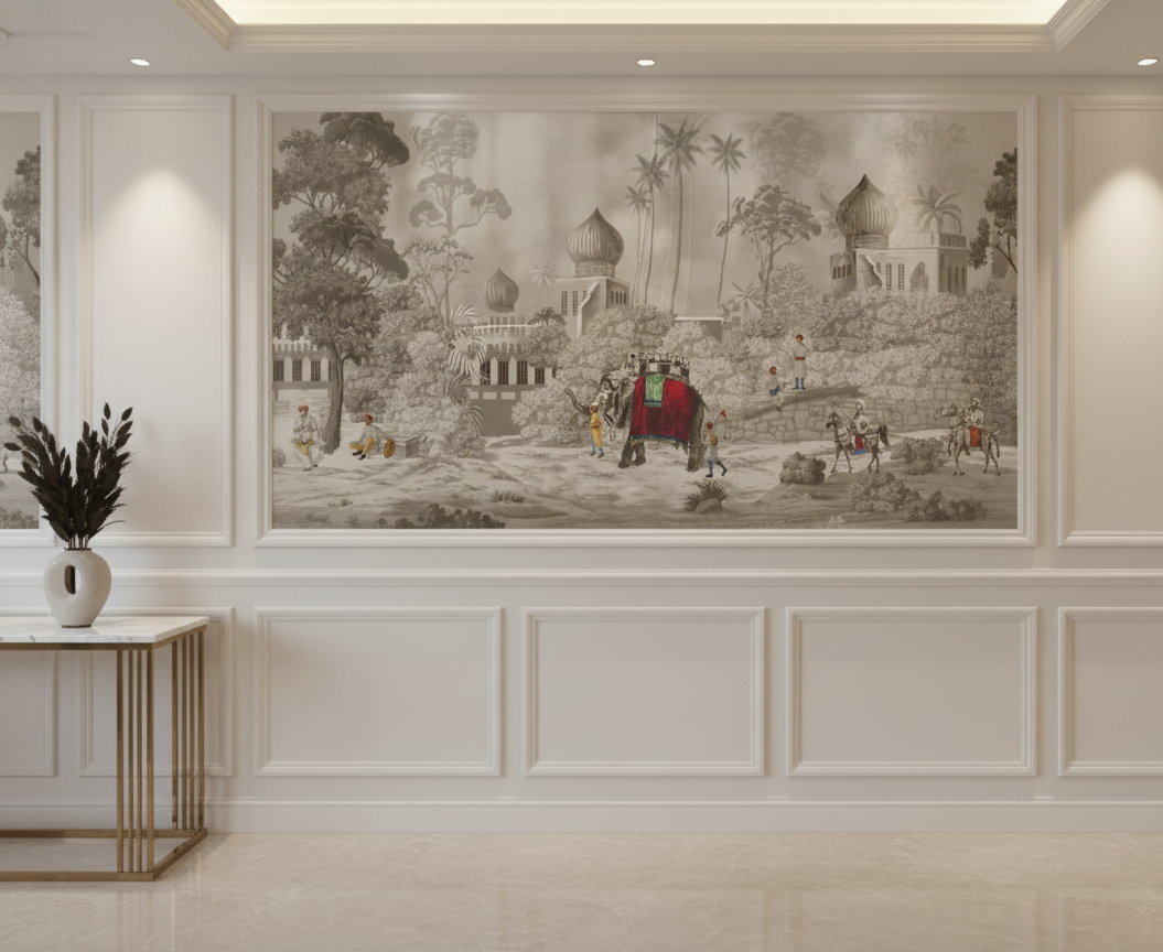 Royal Elephant Procession Mural – Heritage Luxury Wallpaper