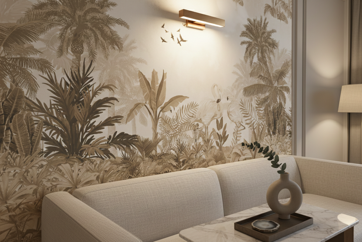Palm Whisper” – Luxury Neutral Botanical Mural Wallpaper