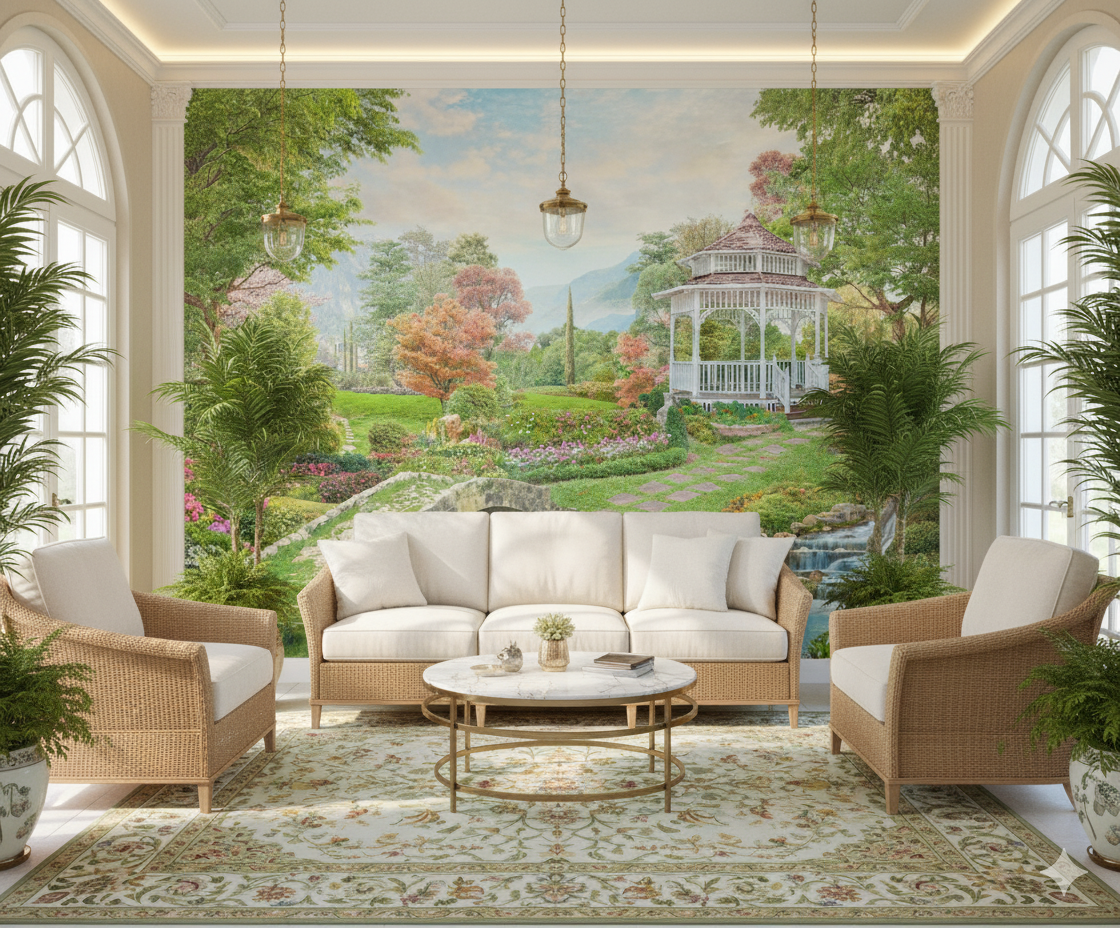 Victorian Garden Retreat” Custom Wallpaper Mural