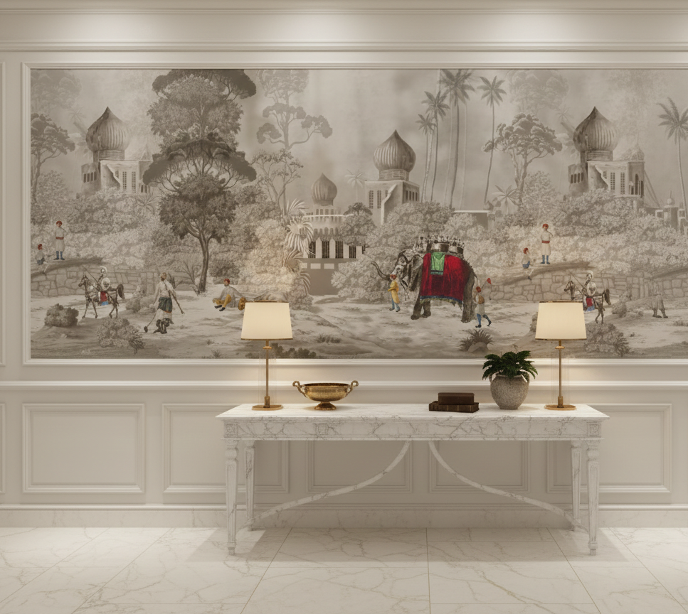 Royal Elephant Procession Mural – Heritage Luxury Wallpaper - Image 2