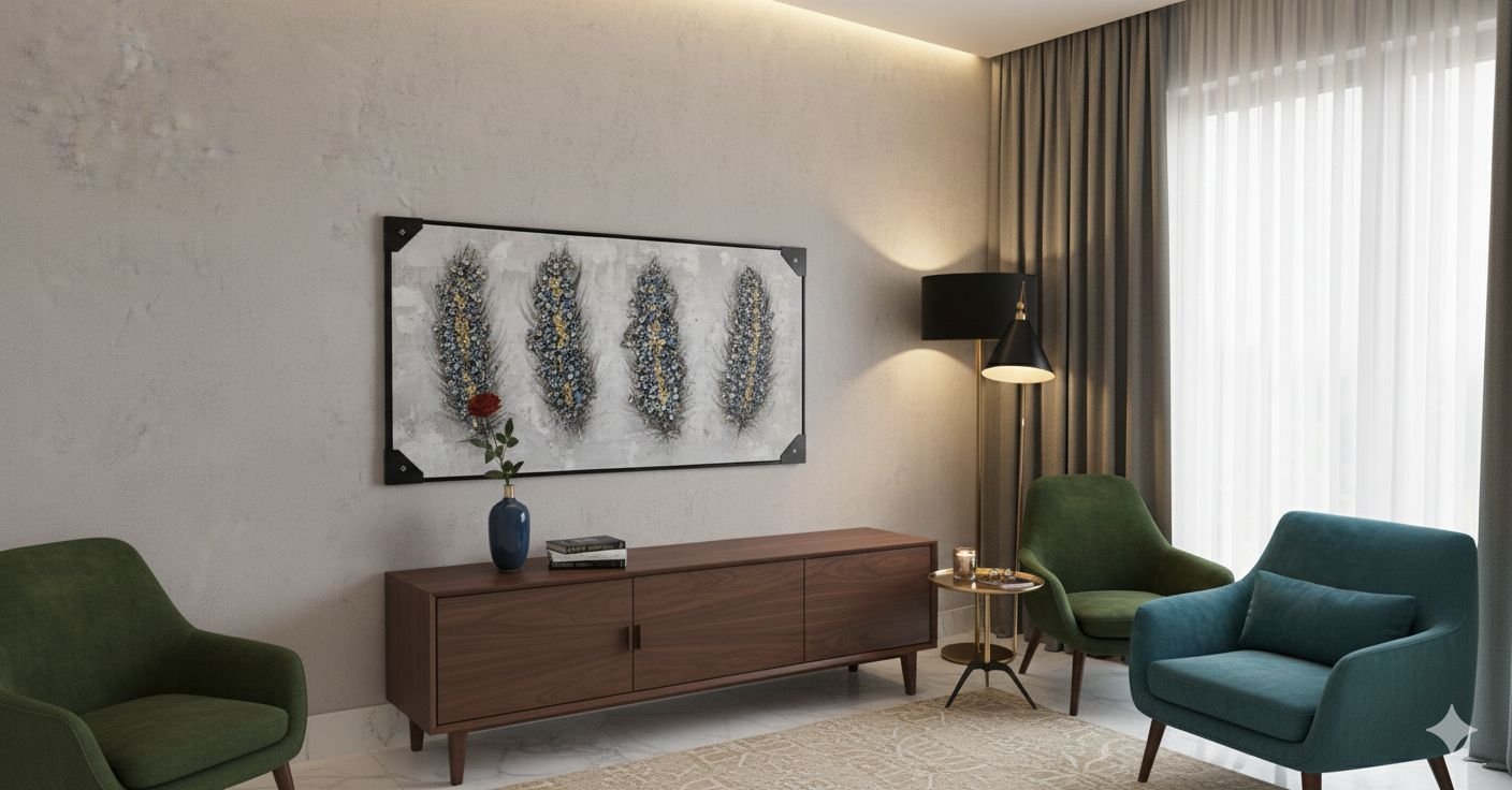 Majestic Feather Abstract Textured Wall Art