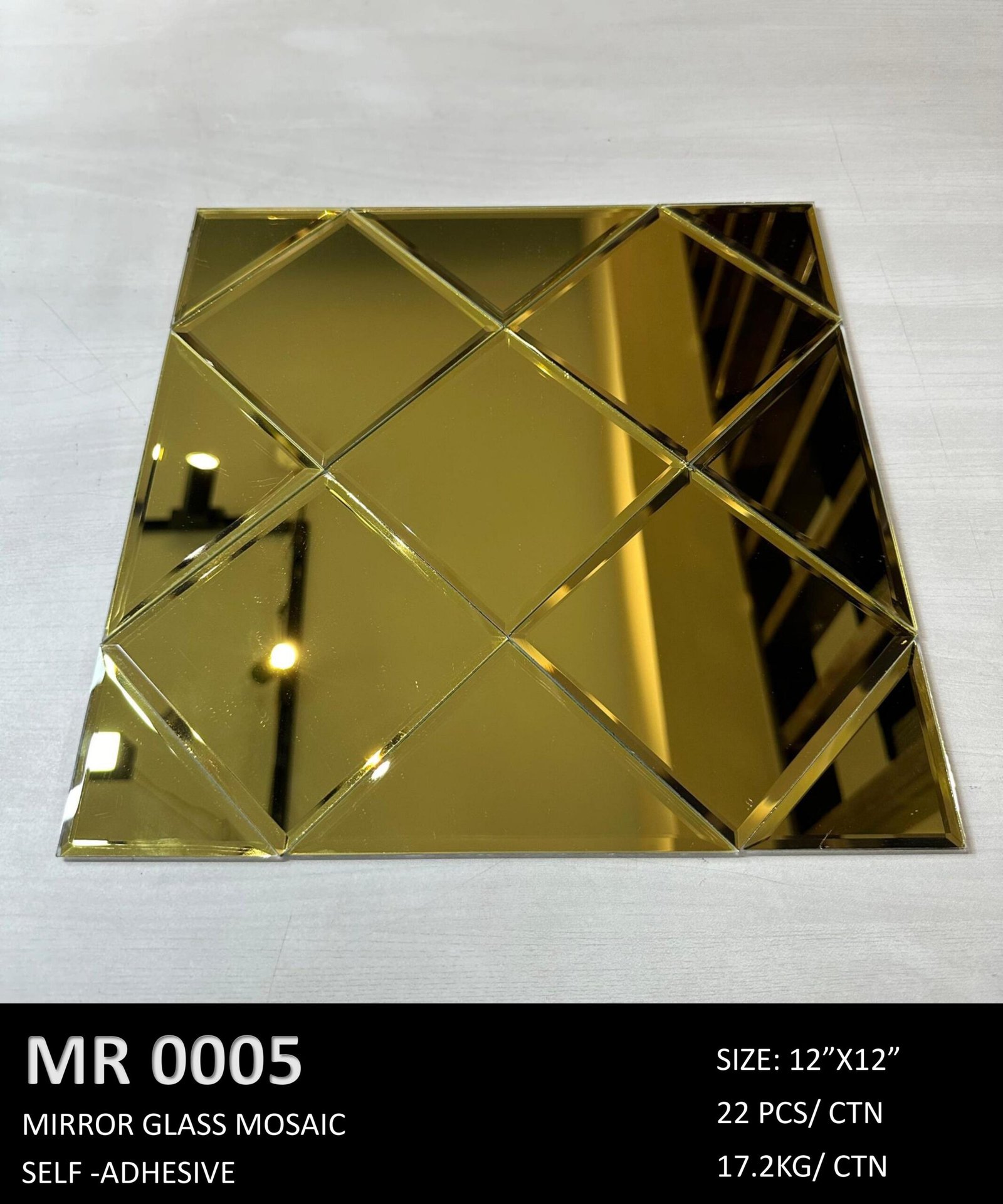 Mirror Glass Gold Mosaic Tiles Box-MR0005