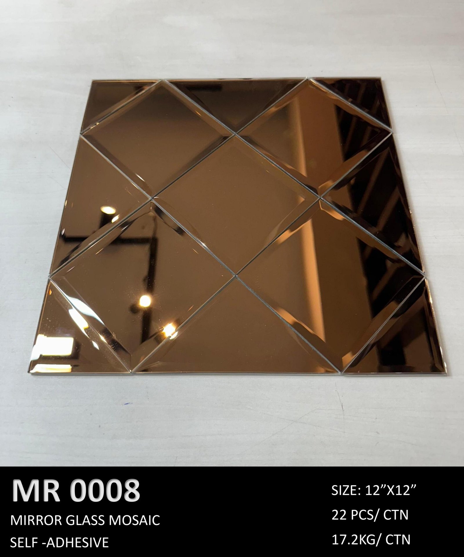 Mirror Glass Copper Mosaic Tiles Box-MR0008