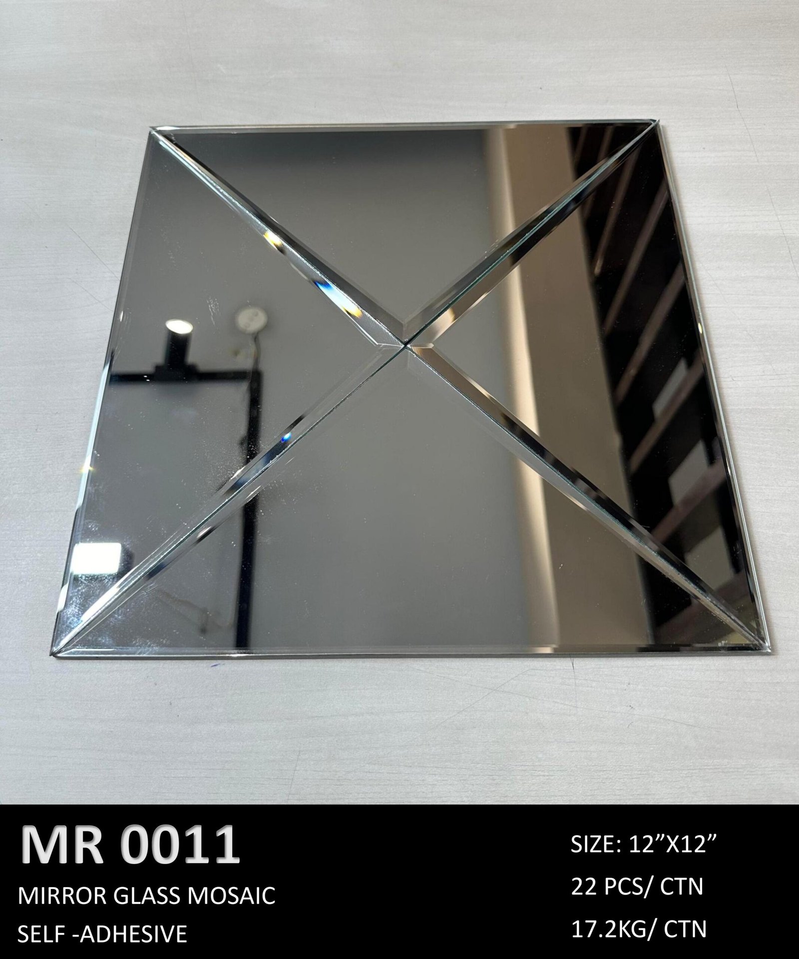 Mirror Glass Mirror/Silver Gold Mosaic Tiles Box-MR0011