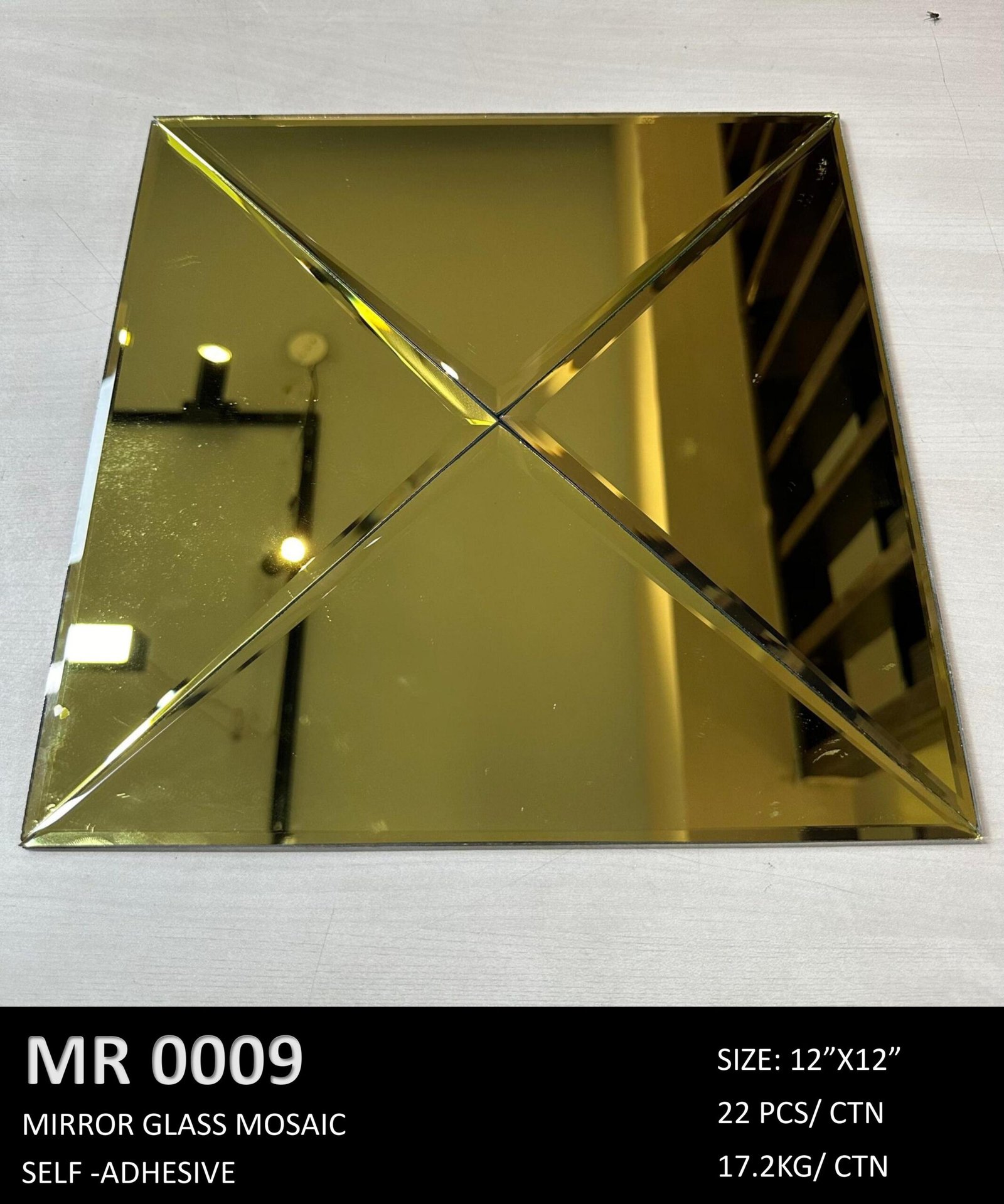 Mirror Glass Mirror/Silver Gold Mosaic Tiles Box-MR0009