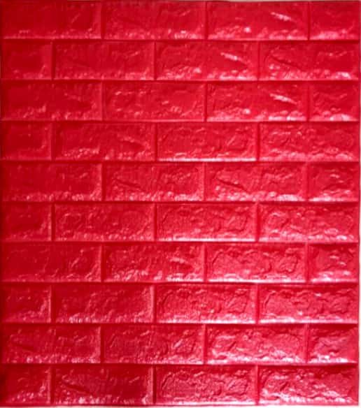 (10 PCS Pack) 3D BRIGHT RED Brick- Foam Panels (70 X 77 cm) 08MM