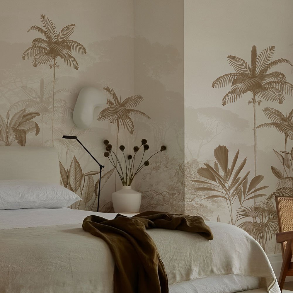 Beige Tropical- Custom Wallpaper