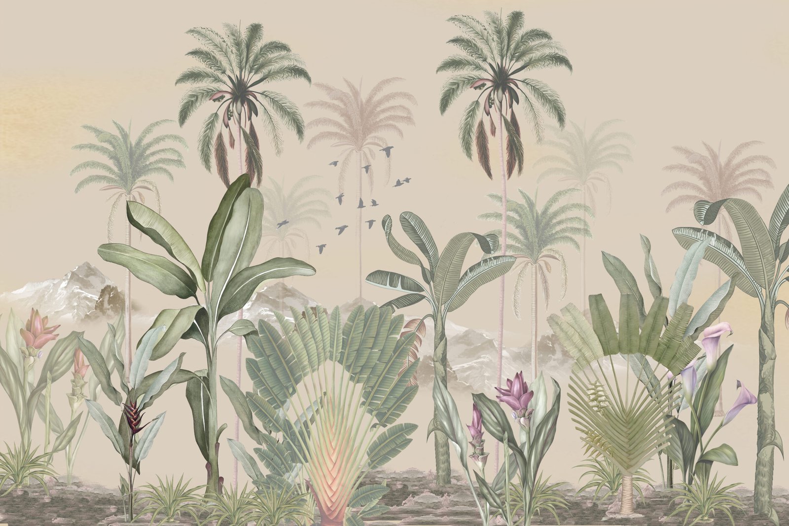 Tropical wallpaper beige background I Custom Wallpaper - Image 3