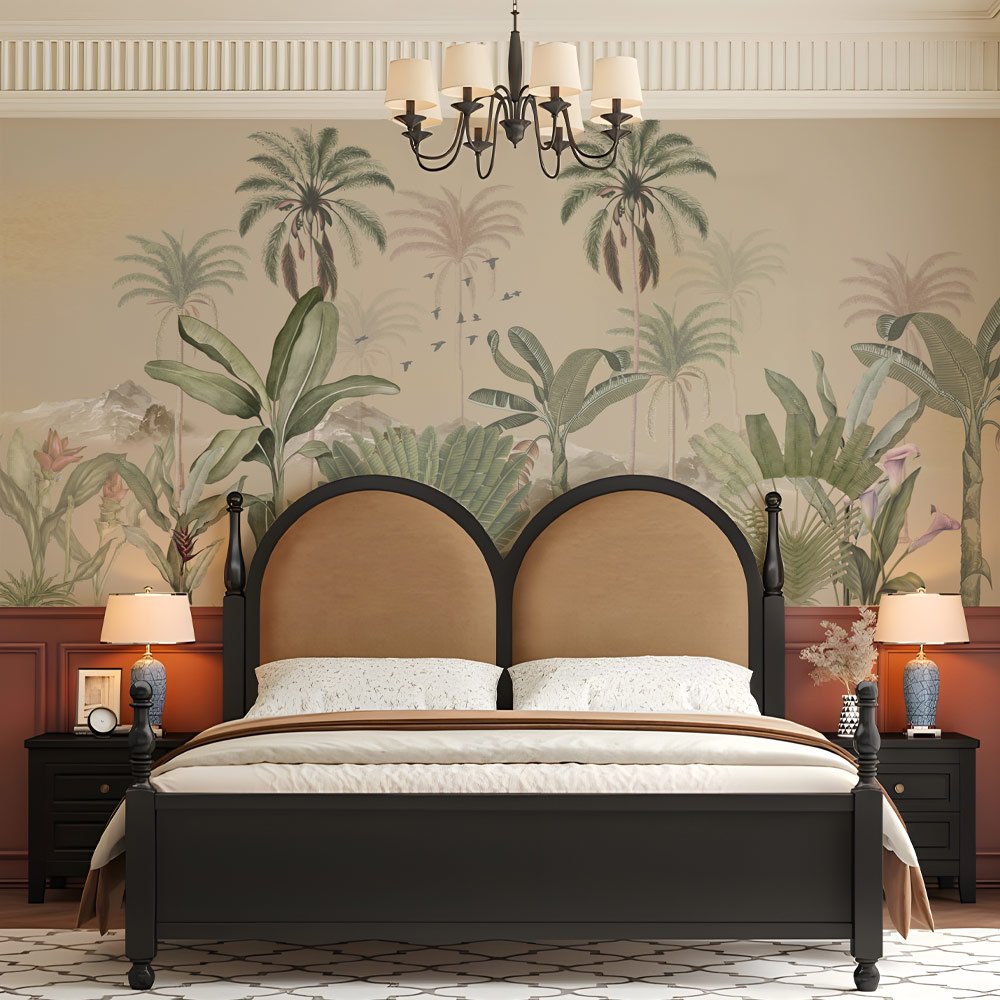 Tropical wallpaper beige background I Custom Wallpaper