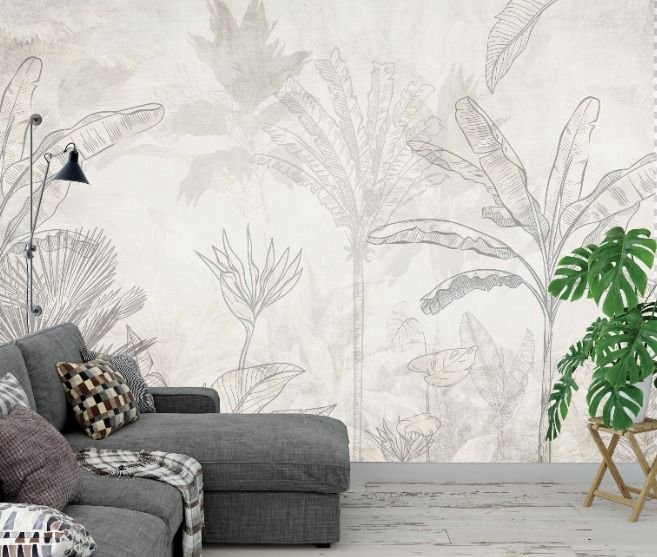 Grey Tropical art - Customize Wallpaper