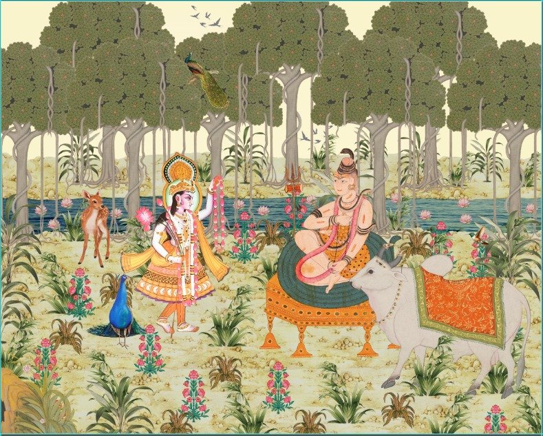 Shiva Krishna Indian Tradional Custom Wallpaper - Image 3