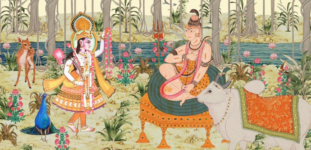 Shiva Krishna Indian Tradional Custom Wallpaper - Image 4