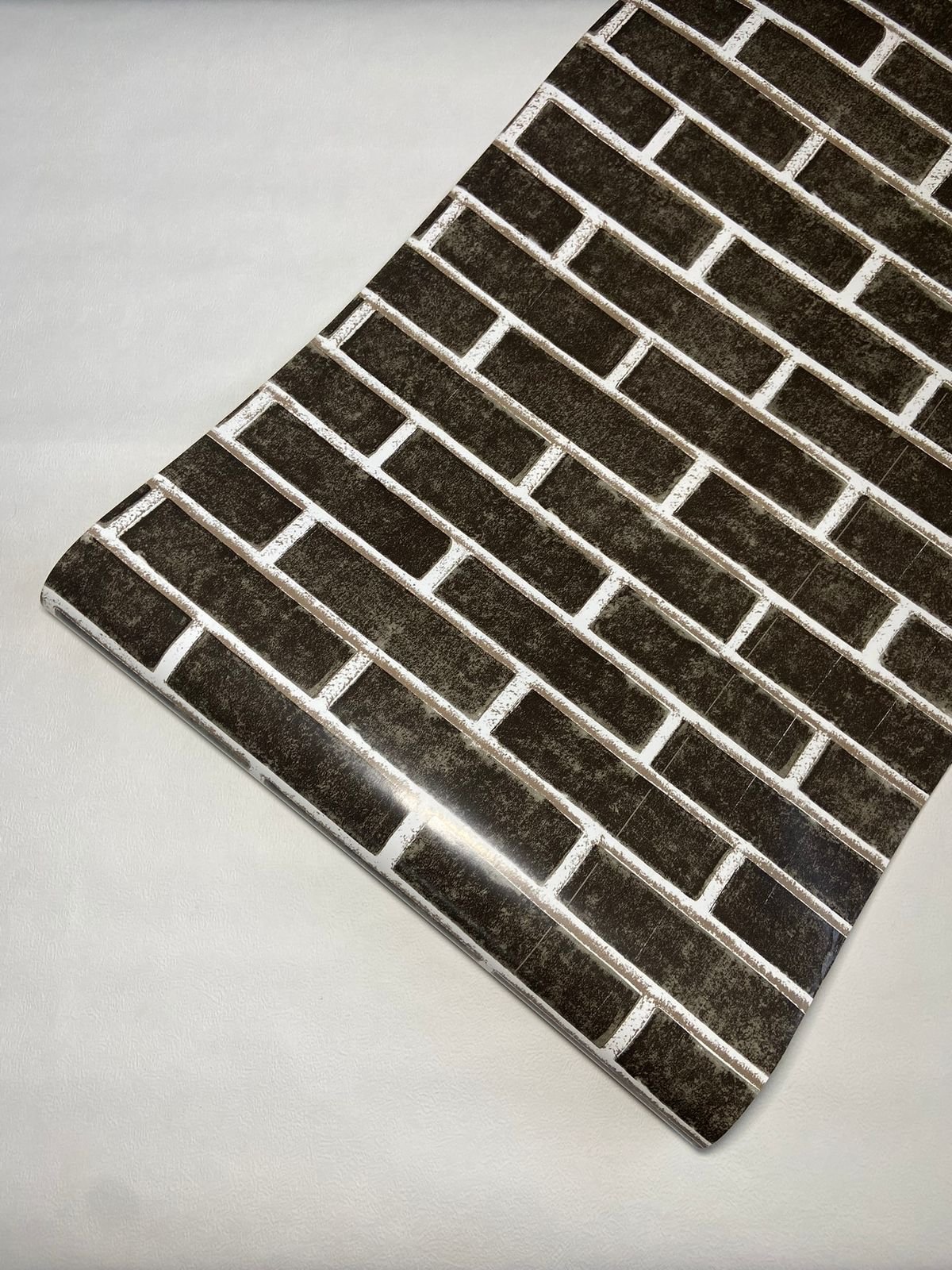 Black Brick - PVC Gloss Wallpaper